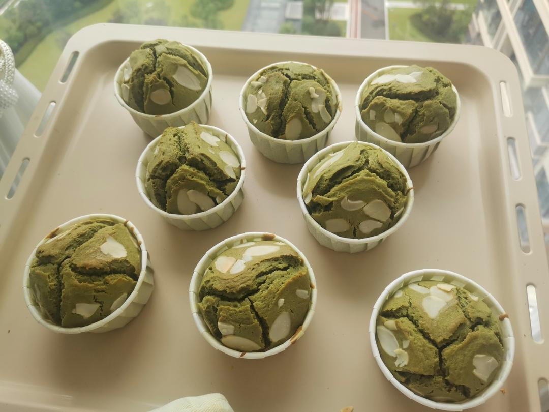 超简单低脂低糖抹茶杏仁麦芬/纸杯蛋糕