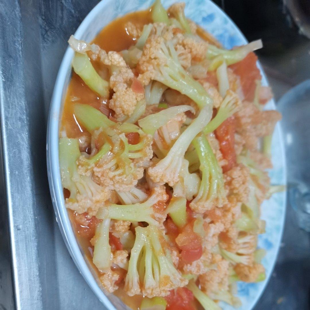 有机花菜炒西红柿