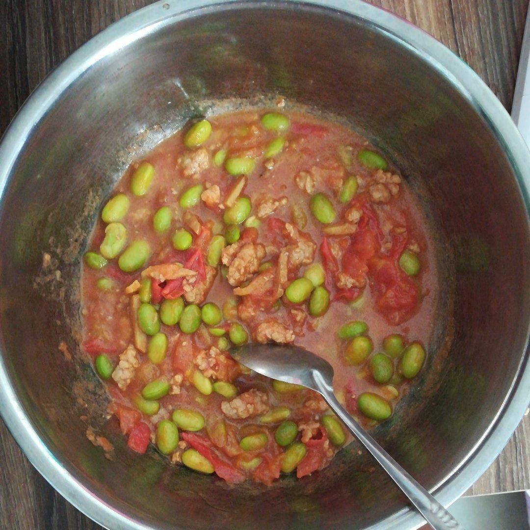 肉末番茄烧毛豆