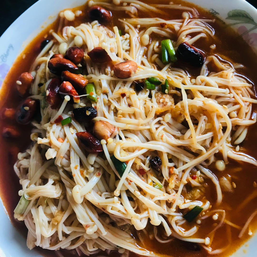 凉拌菠菜金针菇