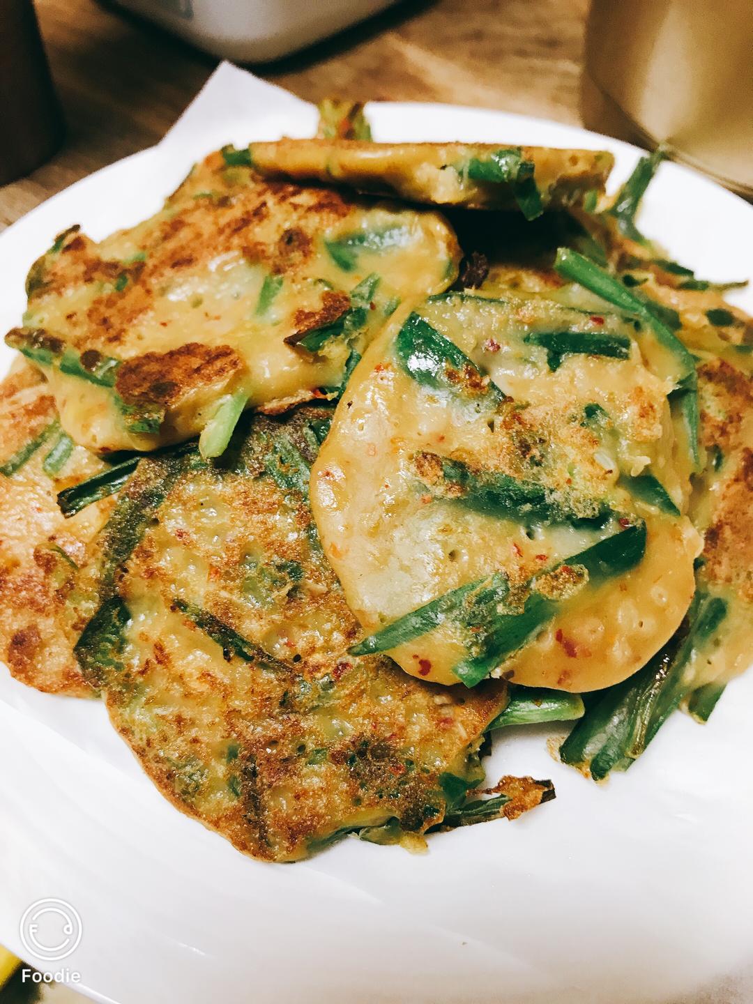 韭菜牛肉泡菜饼的做法