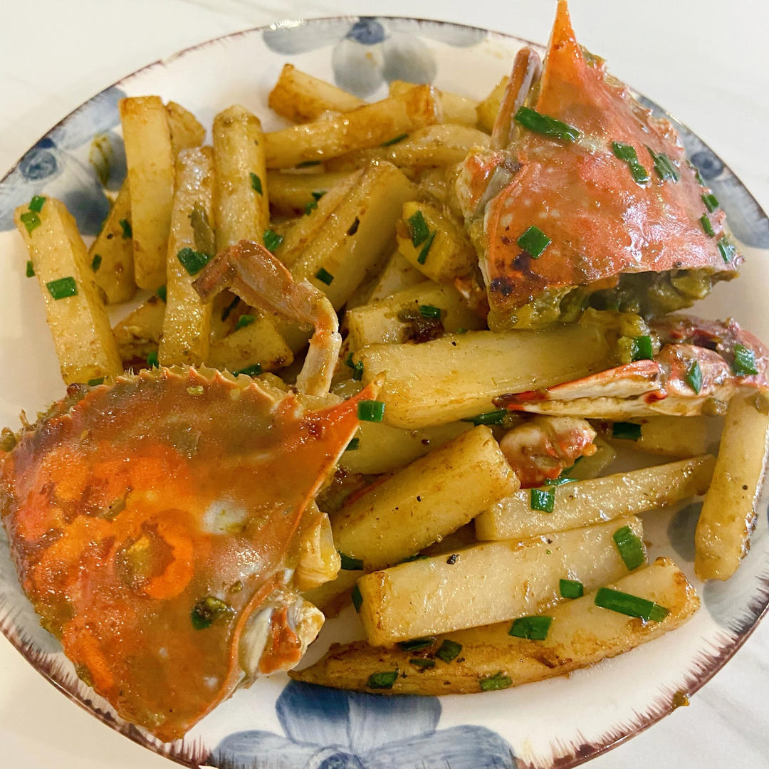 梭子蟹炒年糕～标准的江浙菜