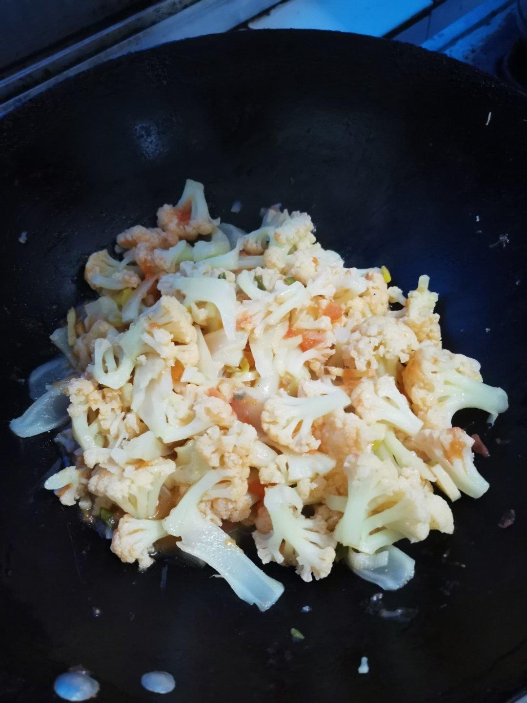 加这两样东西，有机花菜更好吃