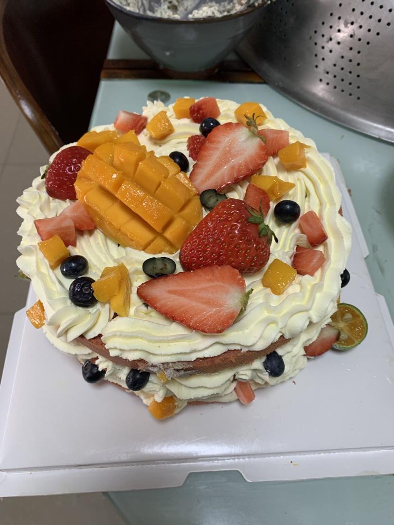 可可戚风水果裸蛋糕