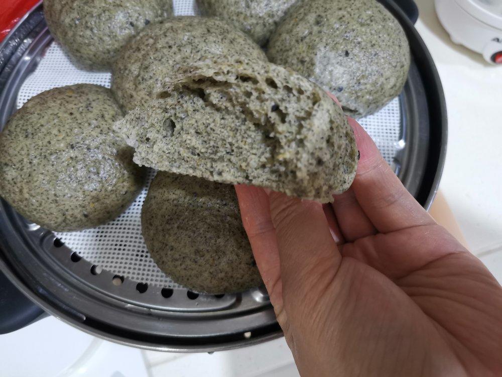 黑芝麻奶香馒头（一次发酵）