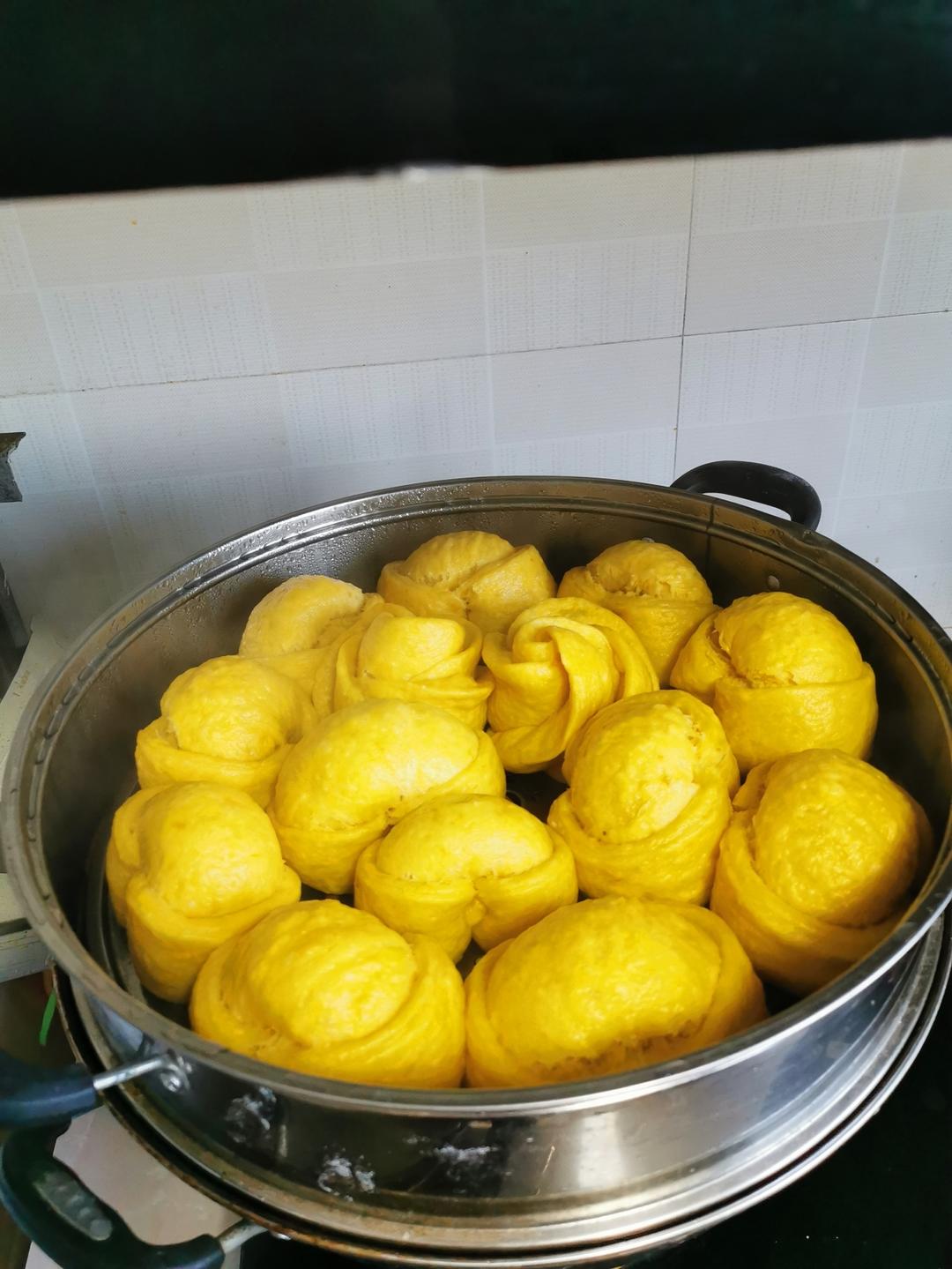 南瓜玫瑰馒头（一次发酵法）