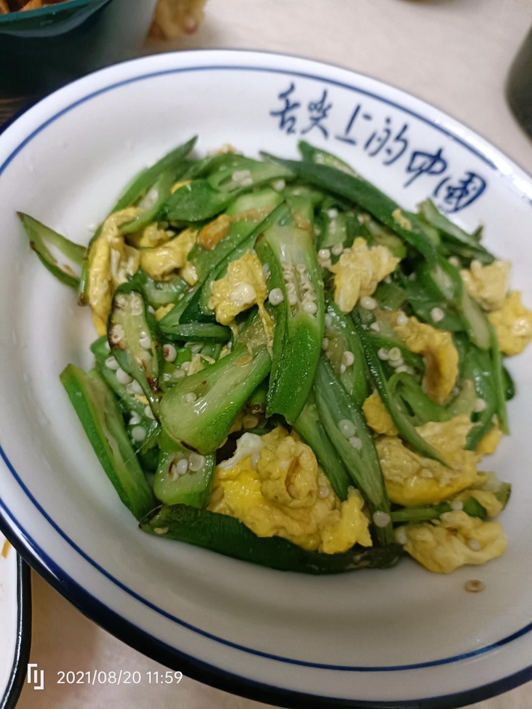低脂低卡，好吃不胖的秋葵炒鸡蛋，巨好吃