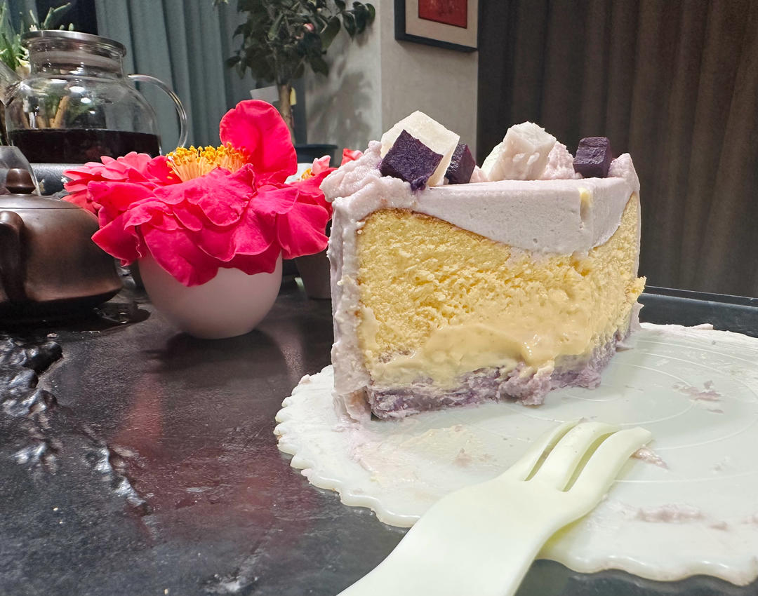紫薯芋泥巴斯克蛋糕🍰温柔无比的粉紫仙女色系～
