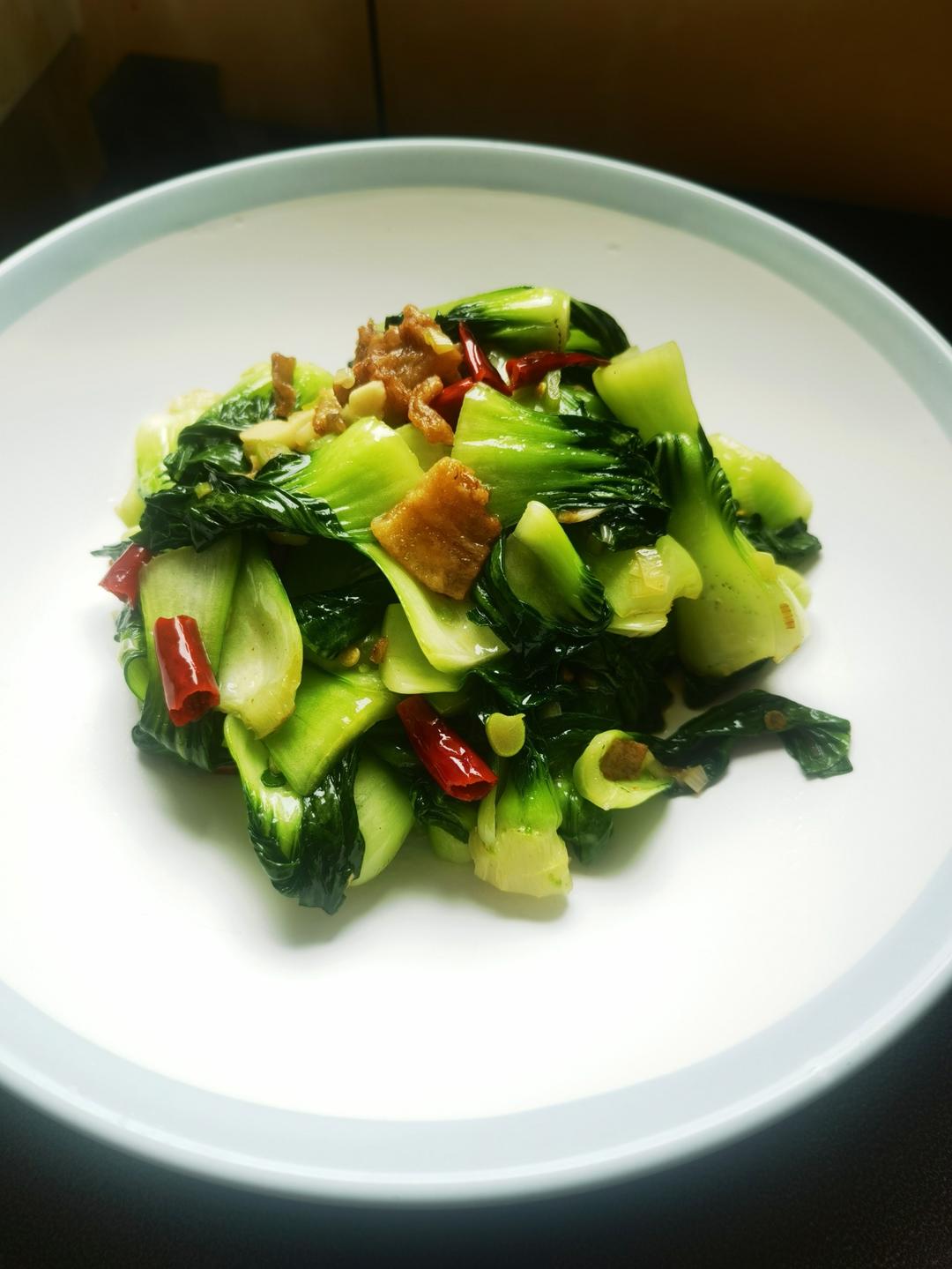 猪油渣炒小油菜的做法