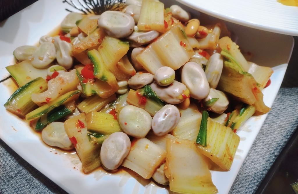 凉拌牛皮菜胡豆