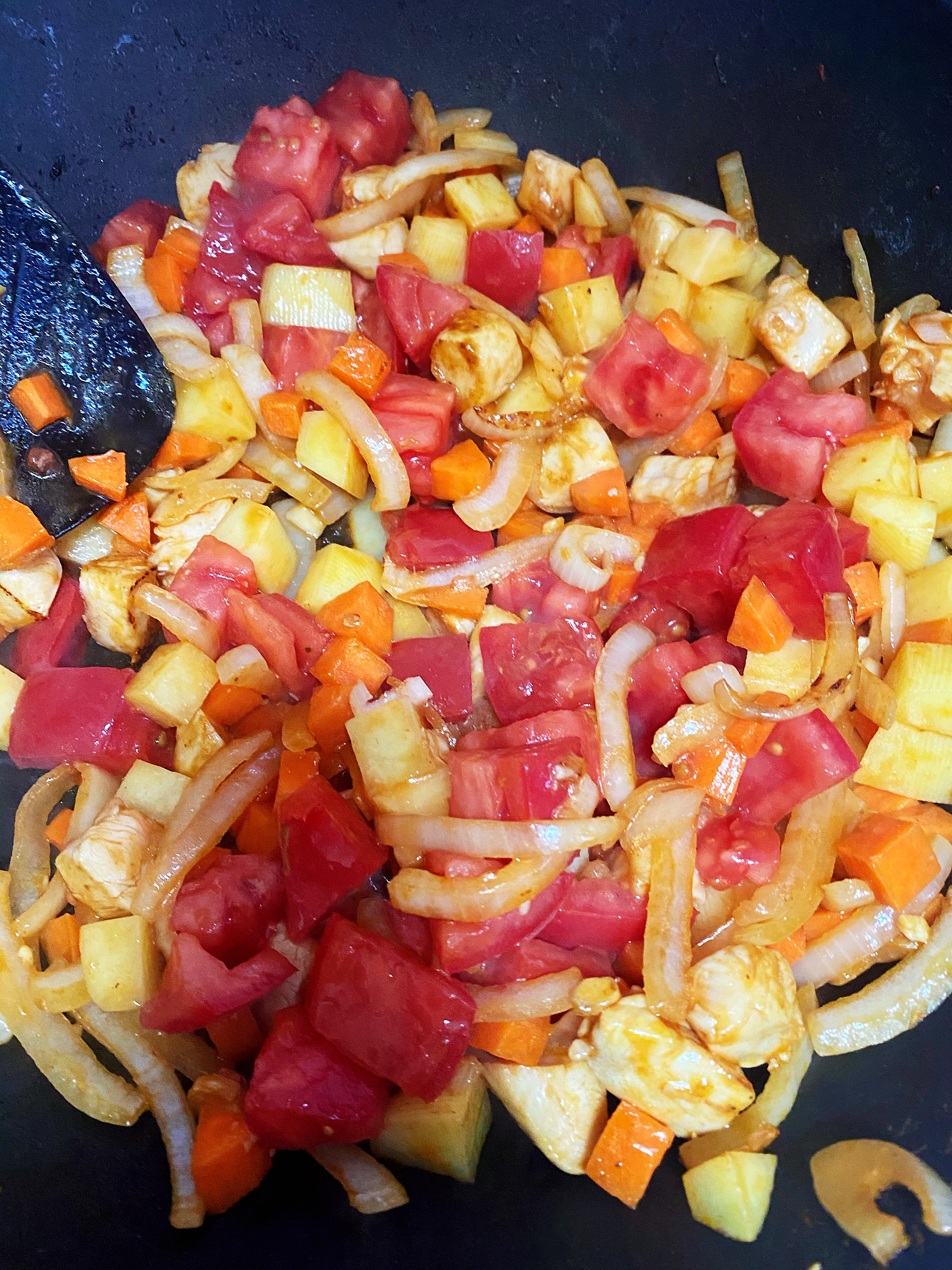 番茄鸡肉火腿双拼焗饭的做法 步骤7