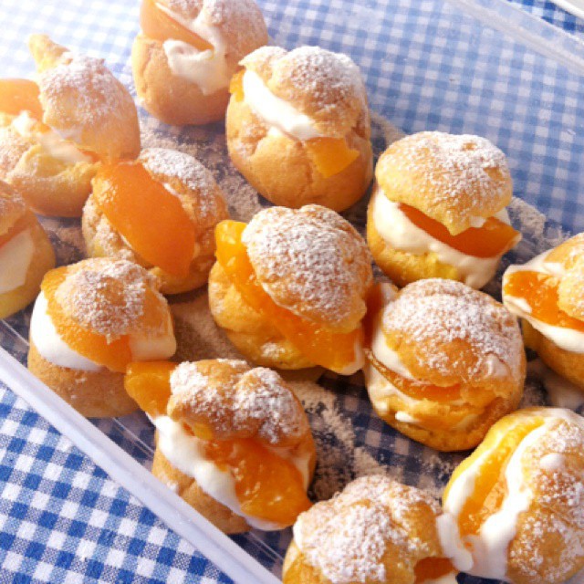 opl123做的黄桃奶油泡芙