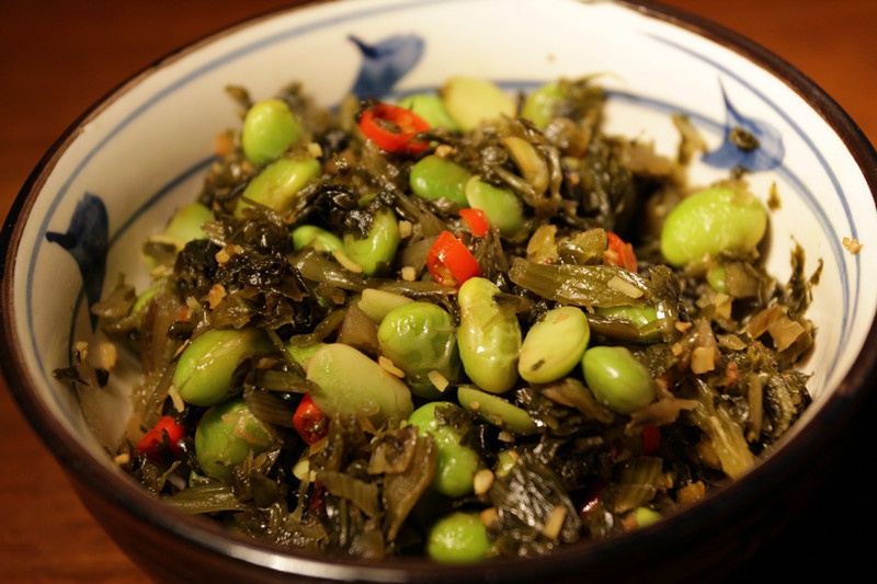 雪菜炒毛豆 下厨房