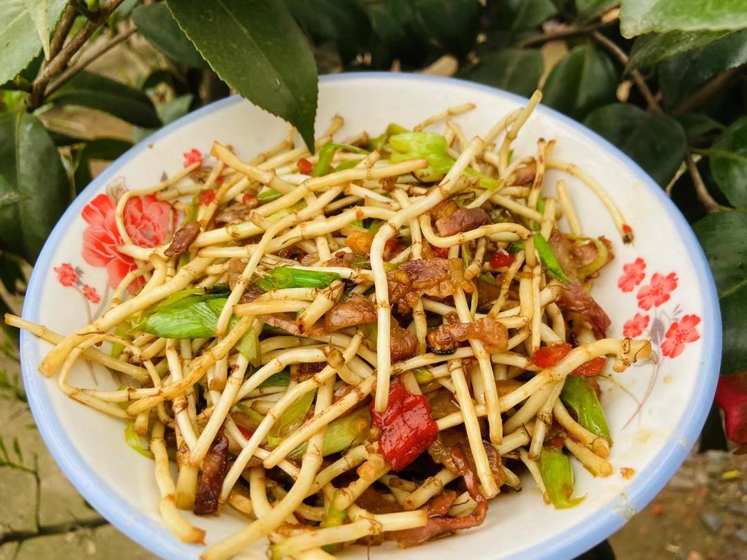 腊肉炒折耳根