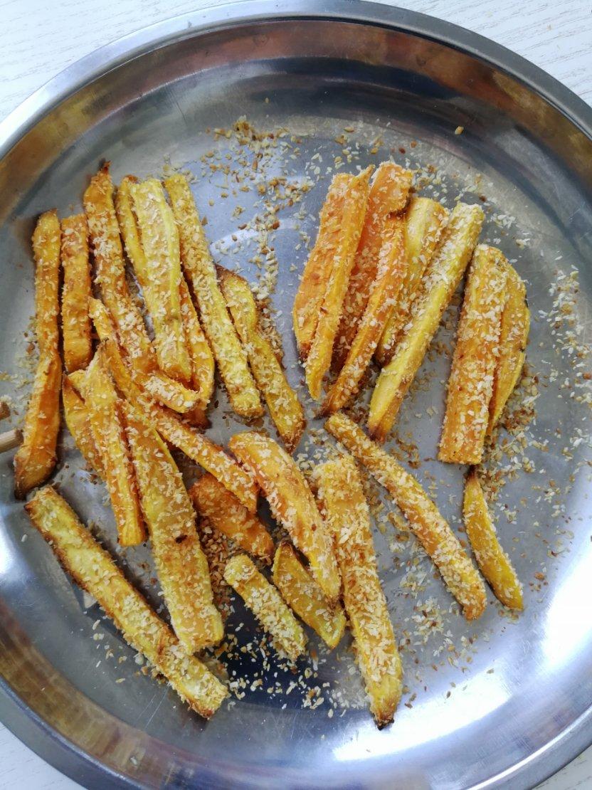 椰蓉烤红薯条（健康夜宵）