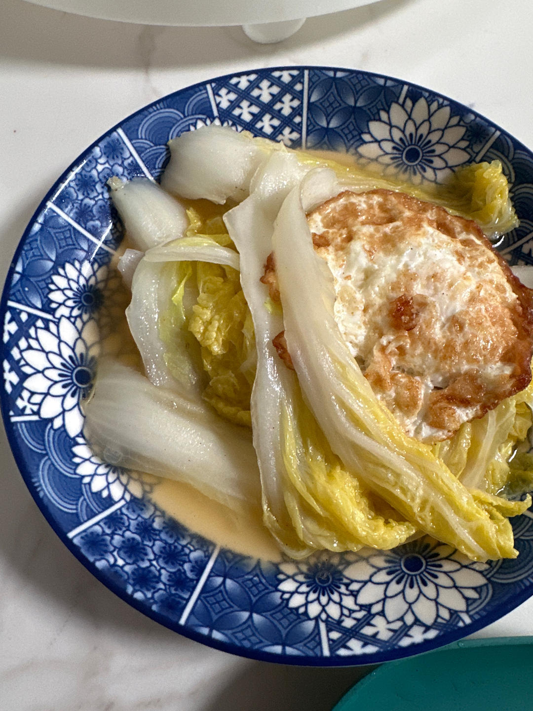 娃娃菜煎荷包蛋汤