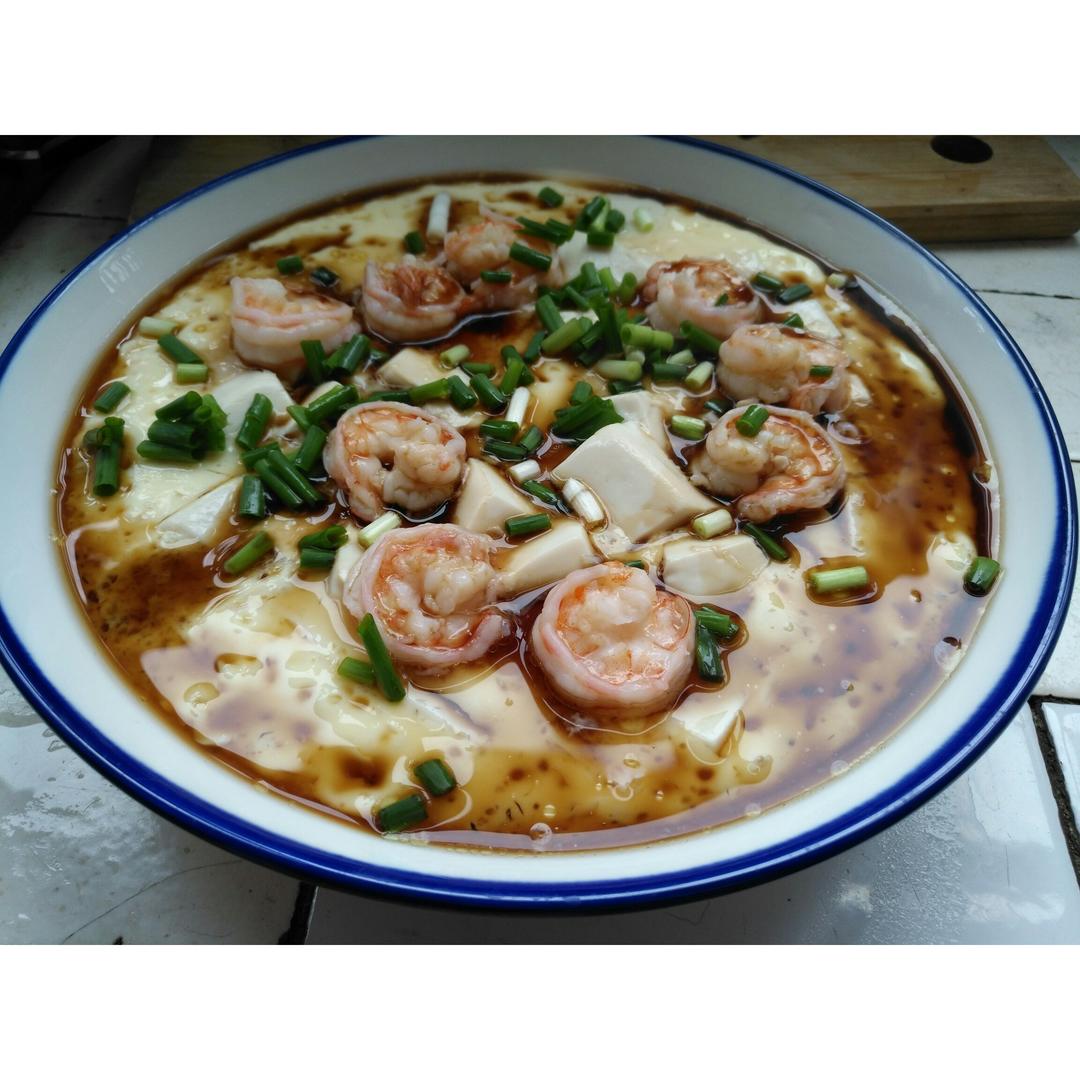 虾仁豆腐蒸水蛋