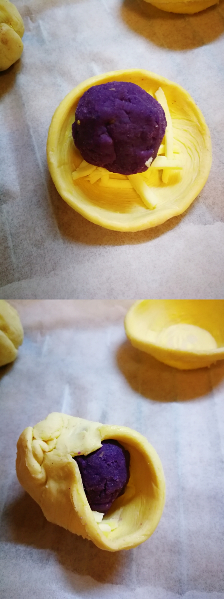 简易版紫薯蛋黄酥的做法 步骤5