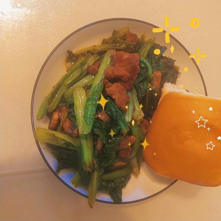 快手减脂早餐——肉炒油麦菜的做法