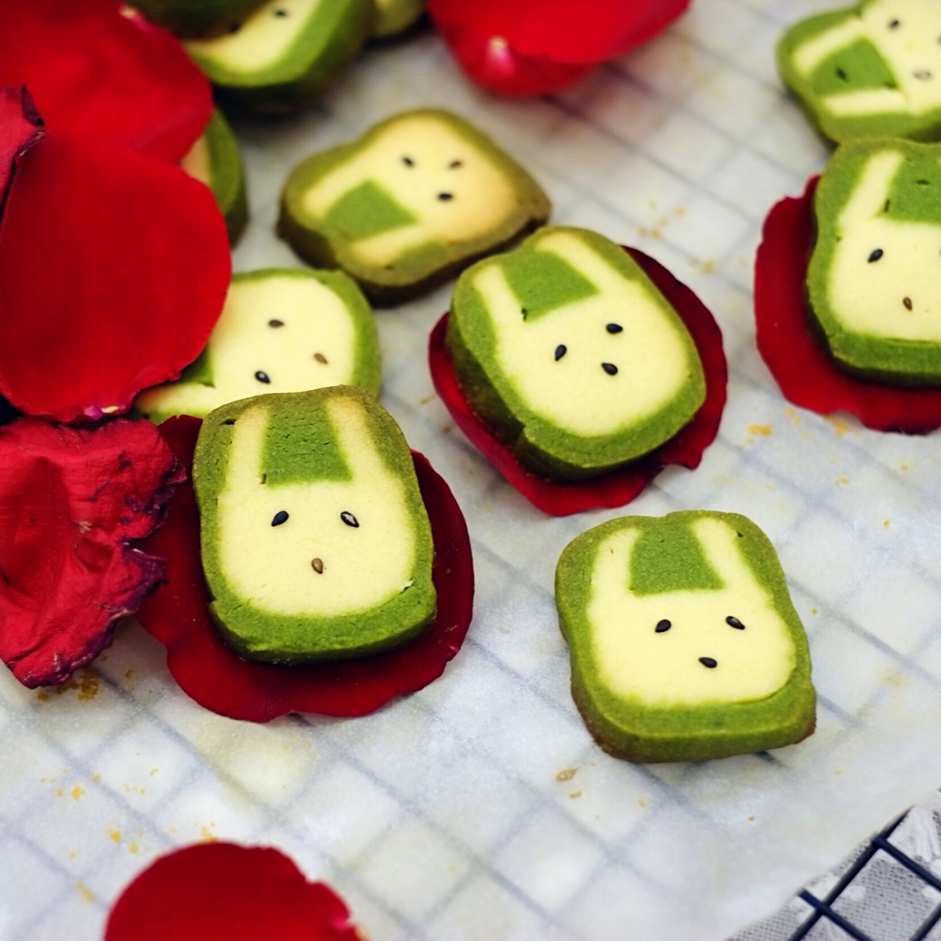 抹茶兔兔曲奇（比熊猫简单！超详细实物图+超良心手绘图）