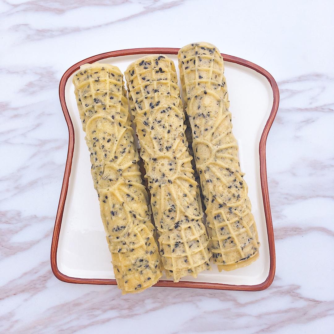 调料喵做的堂妈教你做脆脆的黑芝麻蛋卷