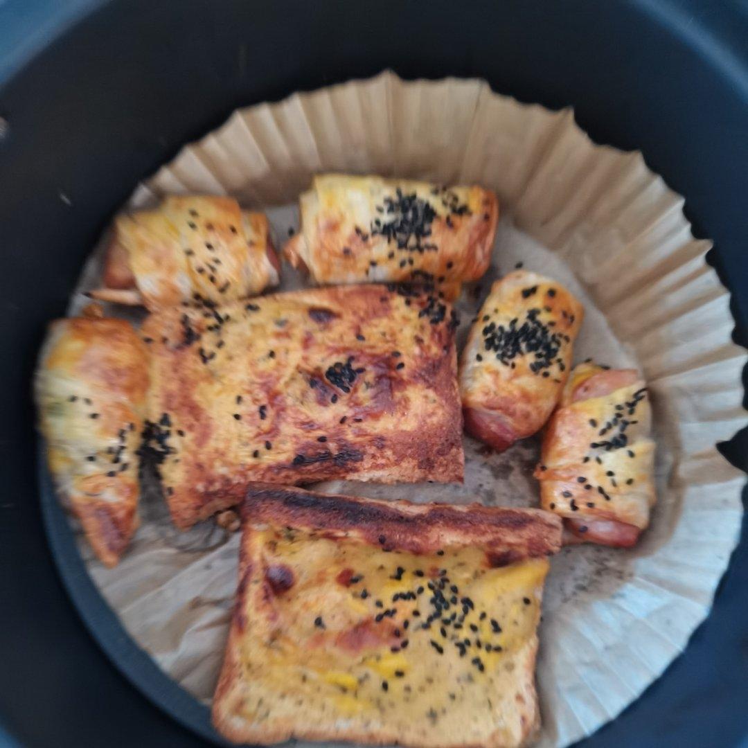 快手早餐：手抓饼变可颂面包（空气炸锅）