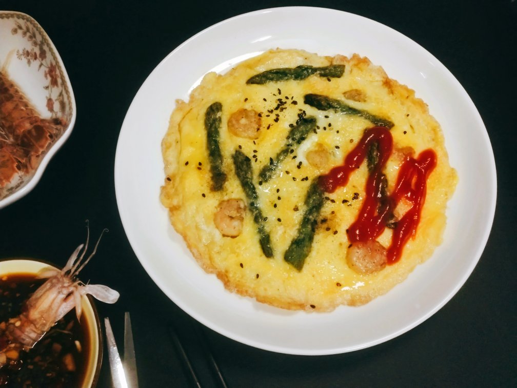 芦笋虾仁早餐蛋饼