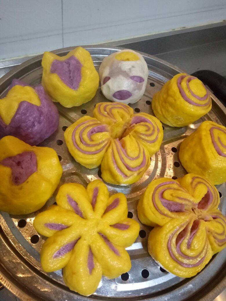 南瓜紫薯花样馒头