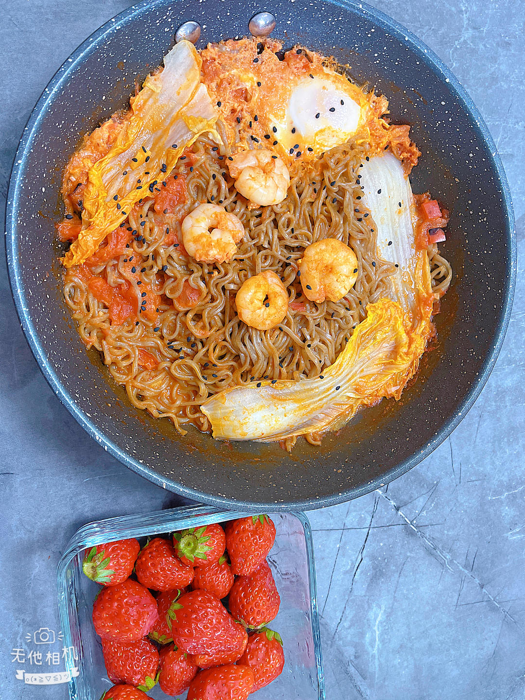 好吃到舔盘子番茄虾仁荞麦面❗️低脂不怕胖