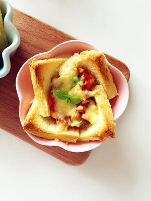 宝宝辅食：小芽早餐-法式吐司披萨盏的做法 步骤13