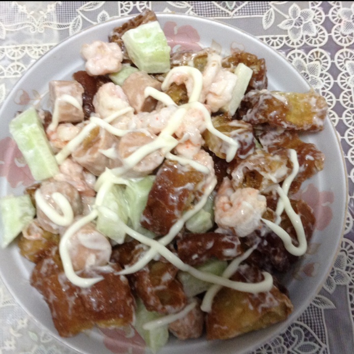 虾仁油条沙拉