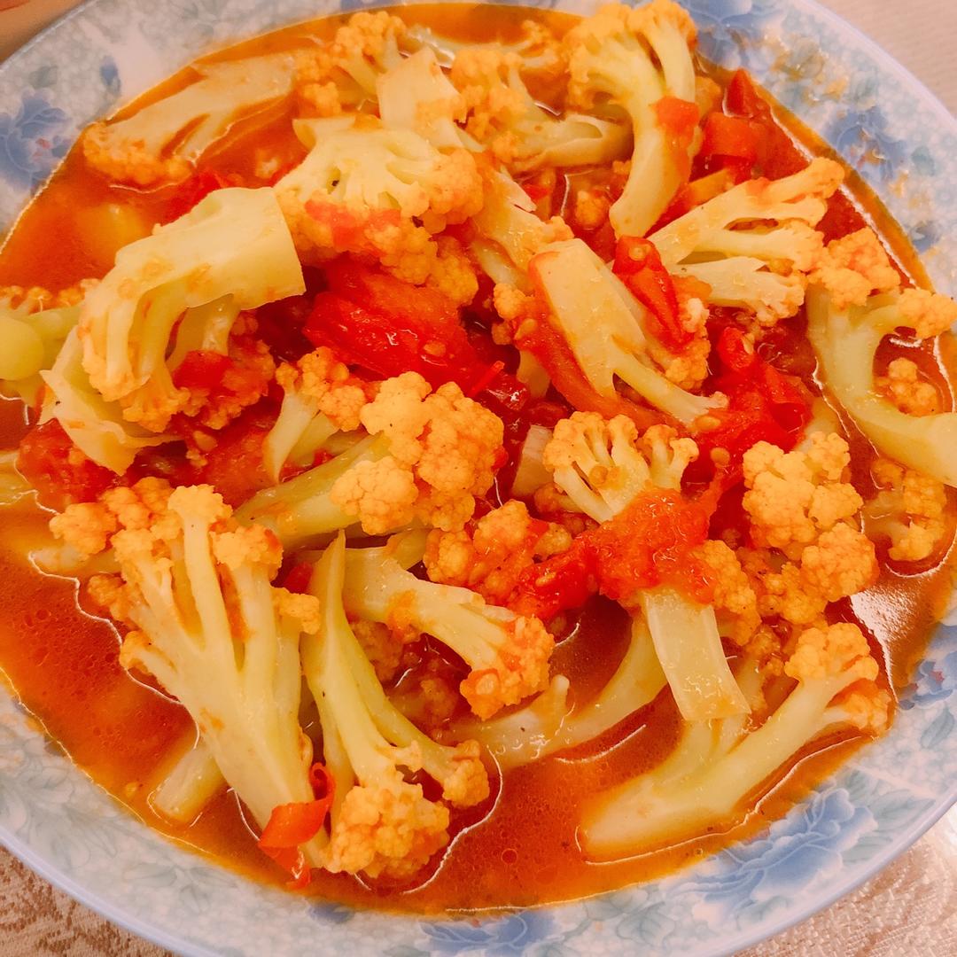 有机花菜炒西红柿