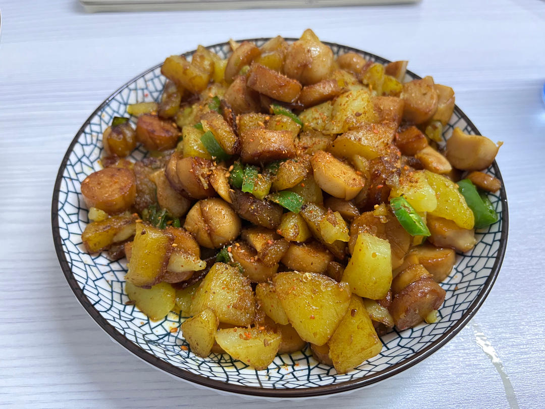 烧烤风味的土豆小香肠