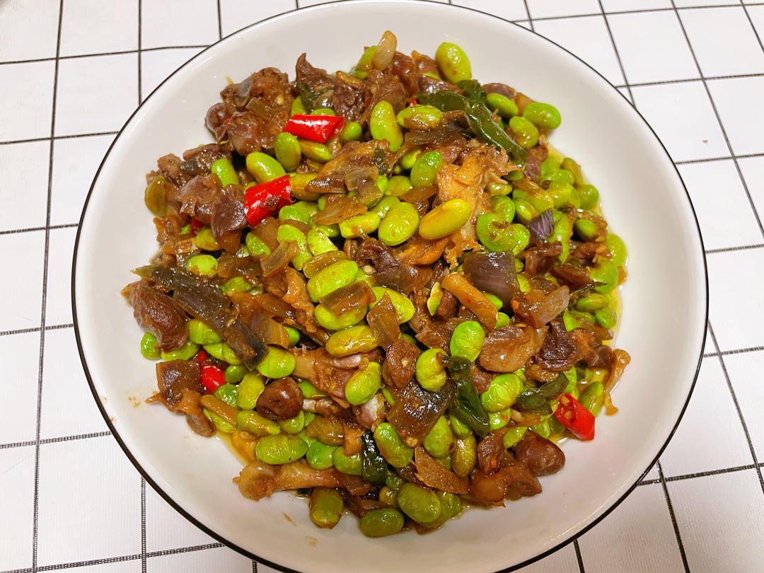 辣炒毛豆鸡胗，谁吃谁知道