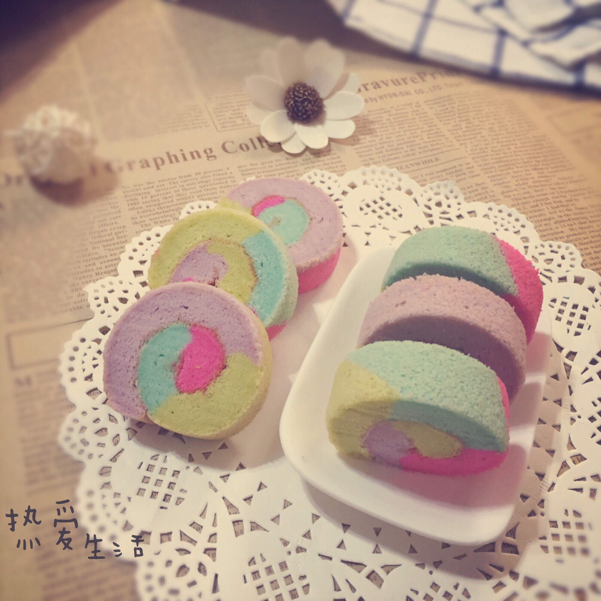 五彩斑斓的彩虹蛋糕卷   #皮黑森林#