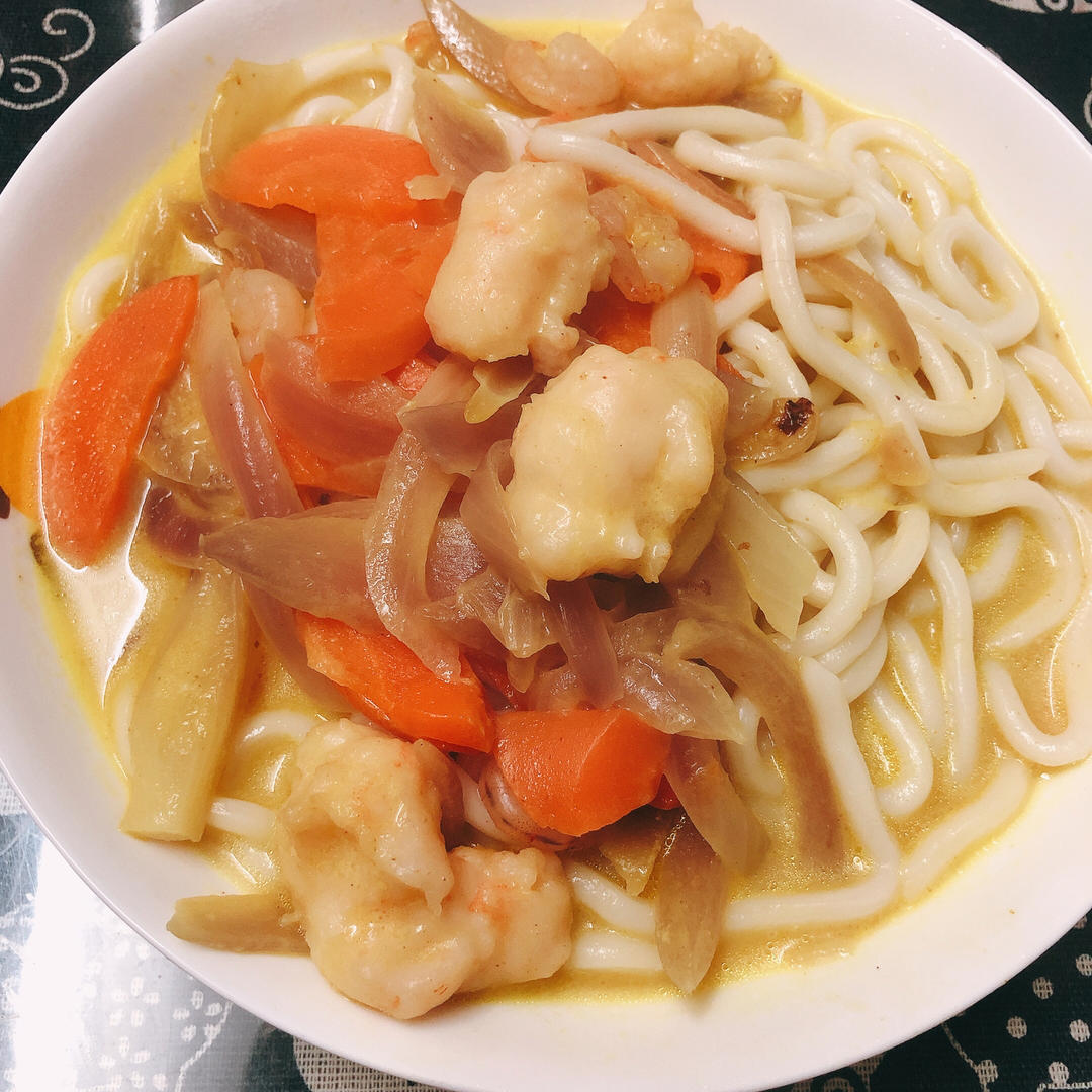 芝士咖喱虾仁乌冬面