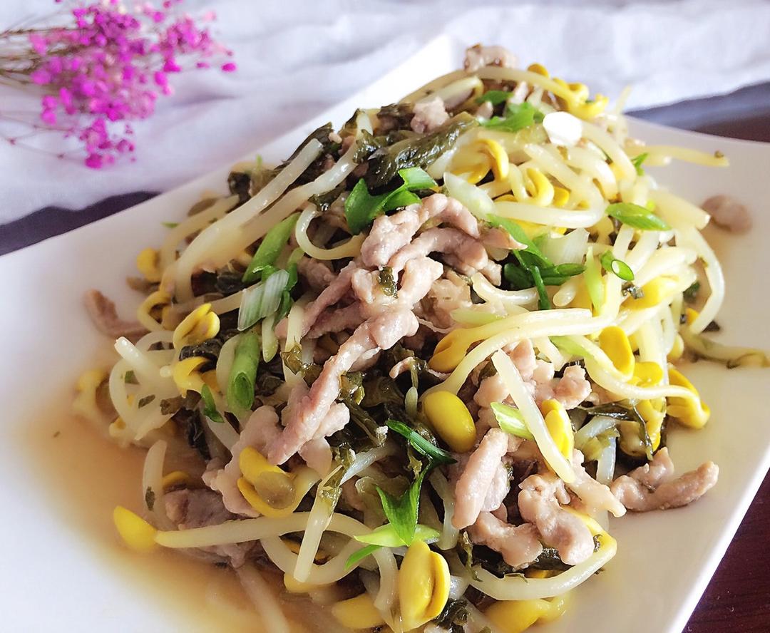 雪菜肉丝豆芽菜