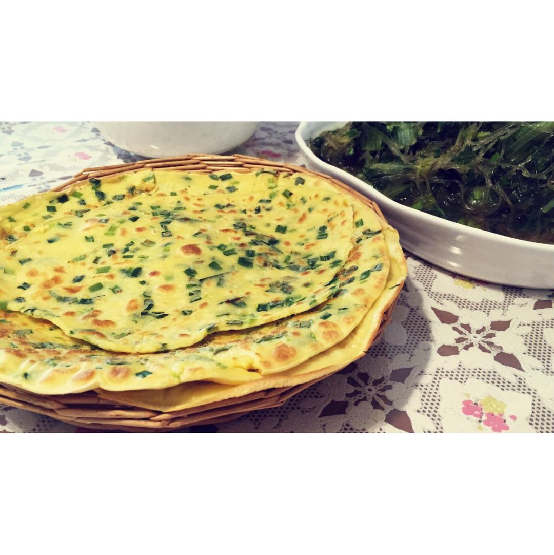 歪歪匡做的韭菜鸡蛋摊饼