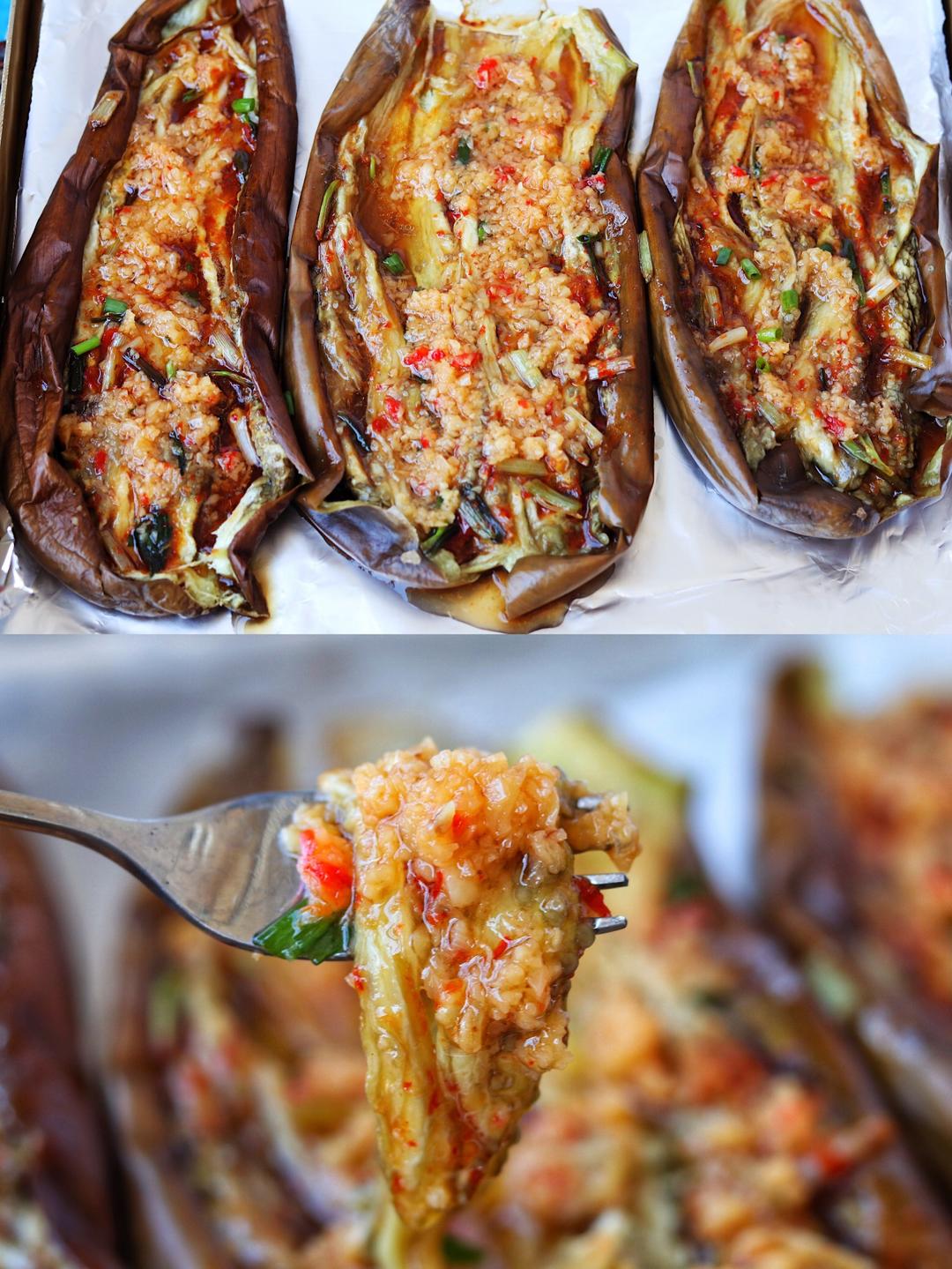 自己在家做的蒜蓉烤茄子，比烧烤摊好吃100倍的做法