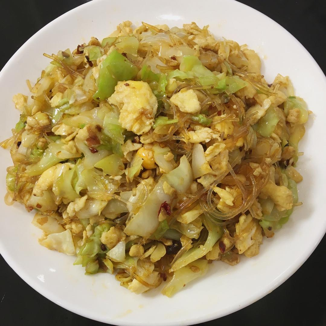 包菜粉丝炒鸡蛋