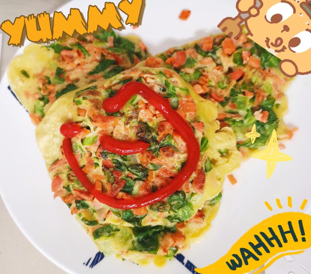 营养美味胡萝卜生菜鸡蛋饼