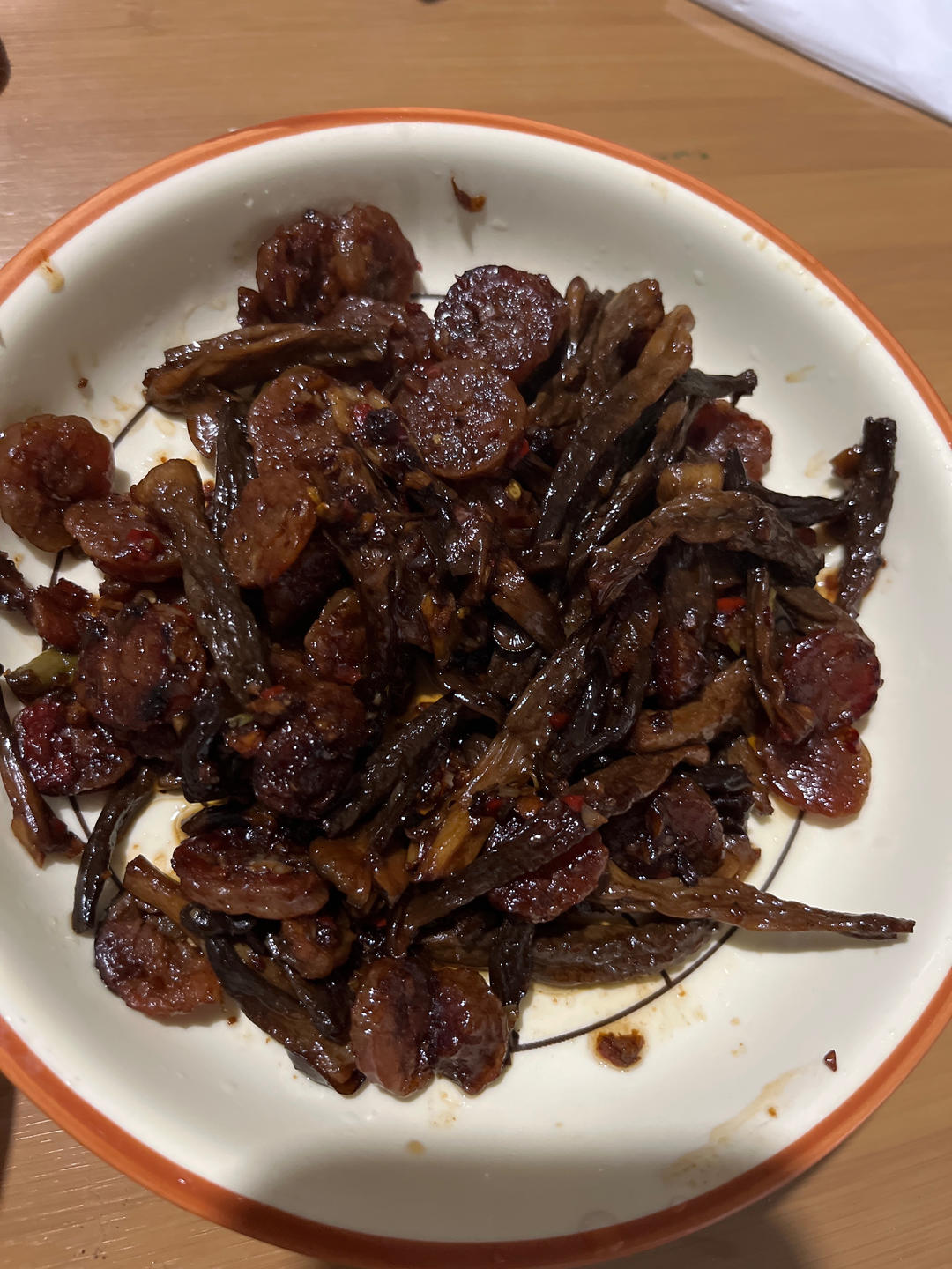 腊肠炒鹿茸菇