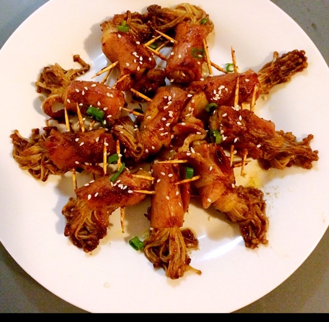 香煎培根金针菇卷