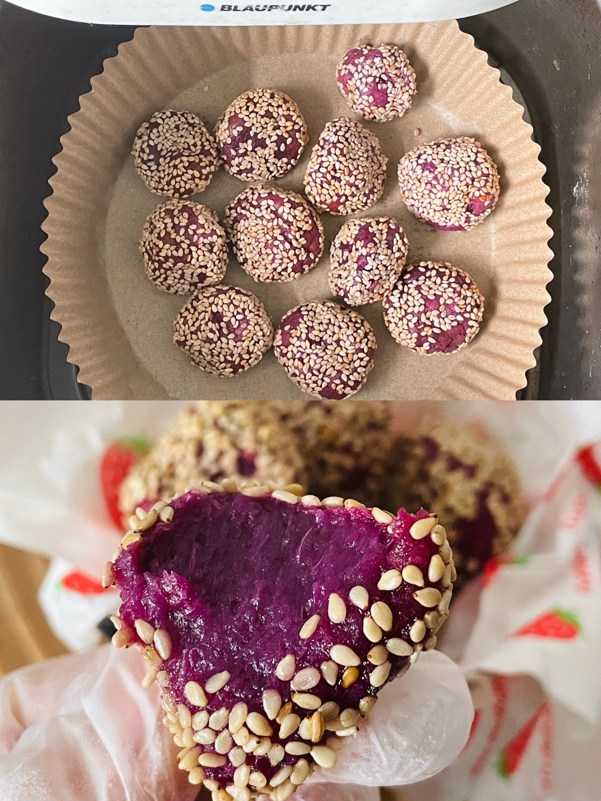 糯叽叽的紫薯芝麻球，甜而不腻