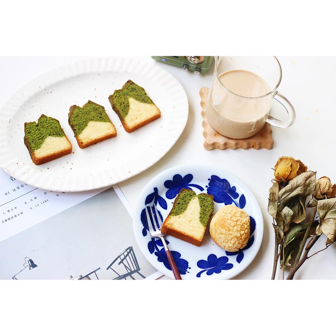 香草&抹茶双拼磅蛋糕（白菜磅）