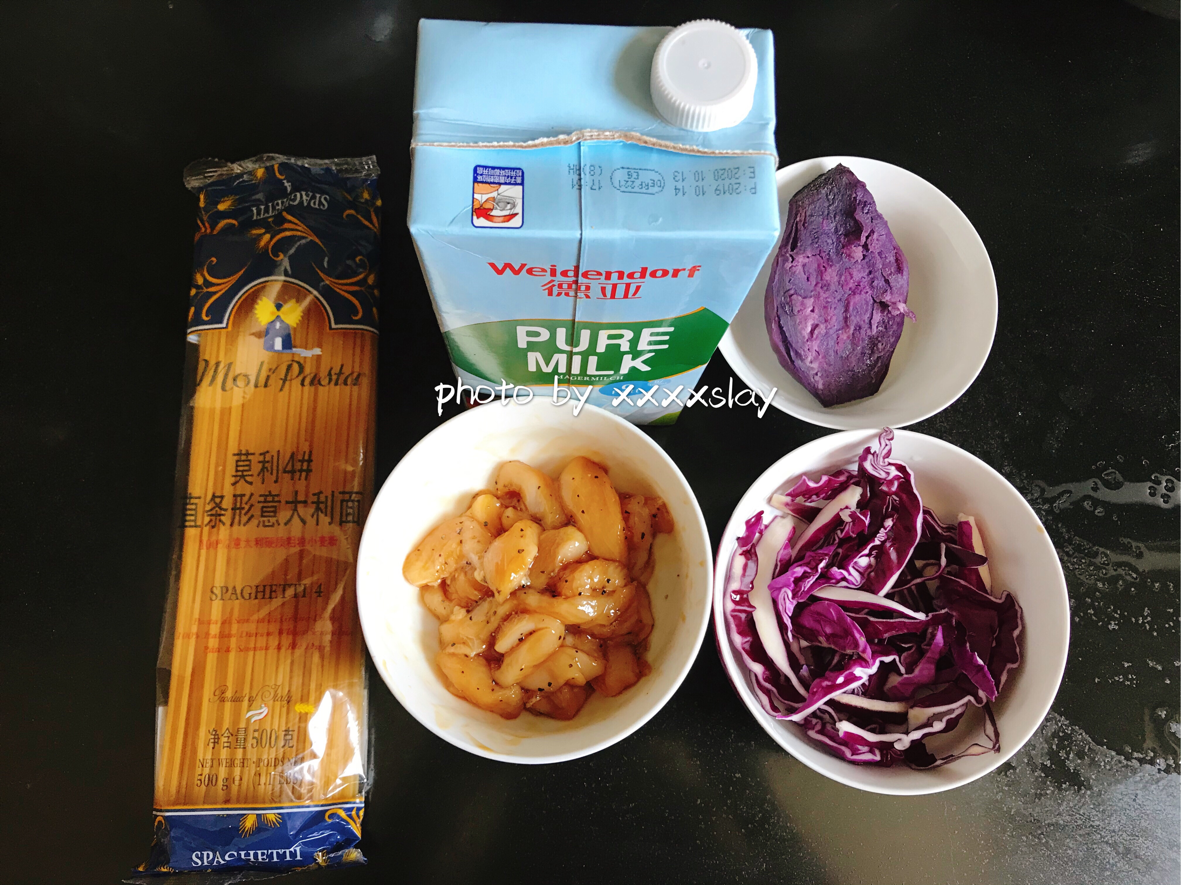 【低卡减脂🔥】奶香紫薯鸡肉意面的做法 步骤1