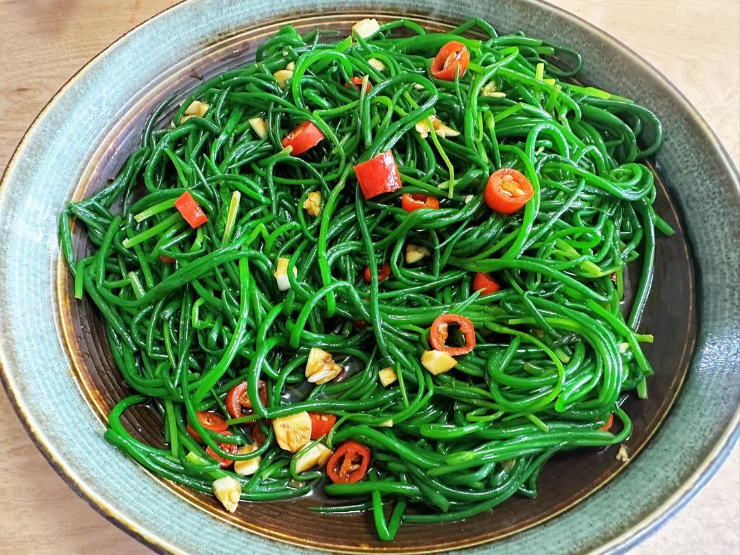 绿脆绿脆的凉拌沙葱