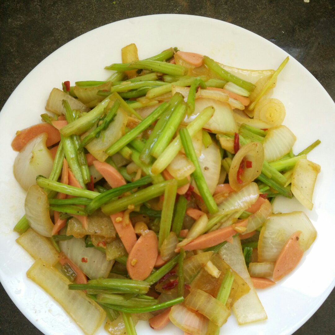 肉片炒洋葱芹菜
