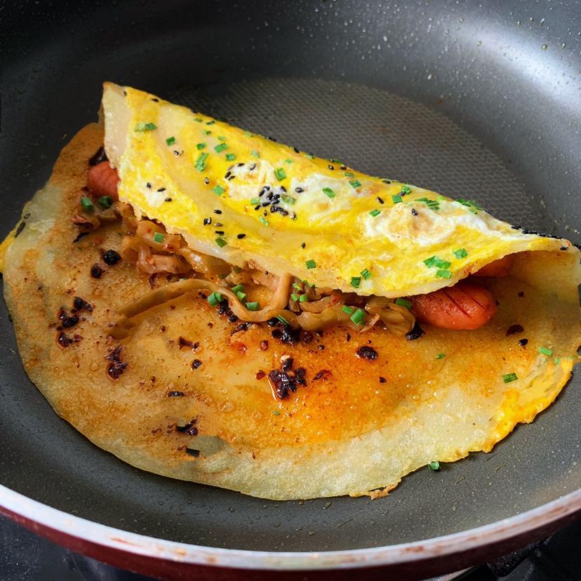 平底不粘锅版简易鸡蛋煎饼的做法 步骤14