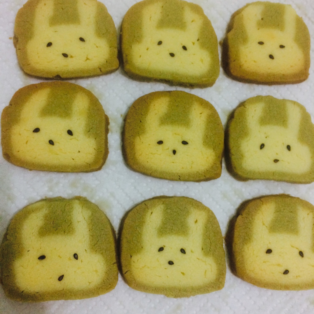 抹茶兔兔曲奇（比熊猫简单！超详细实物图+超良心手绘图）